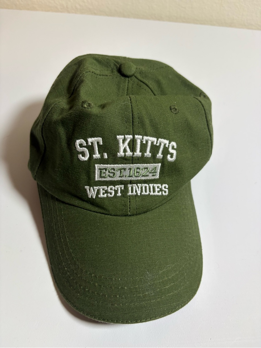 St. Kitts Embroidered Olive Green Baseball Cap